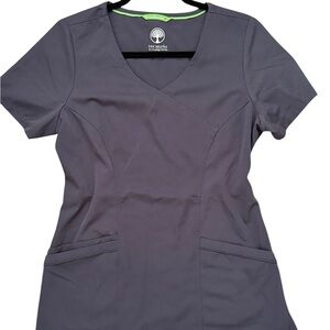 HH Works Healing Hands Scrub Top Small Charcoal Gray Stretch